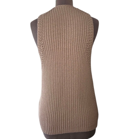 Vince Waffle Knit Stitch Ribbed Sweater 100% Cotton Sweater Tank Top Vest  XS - Picture 8 of 16